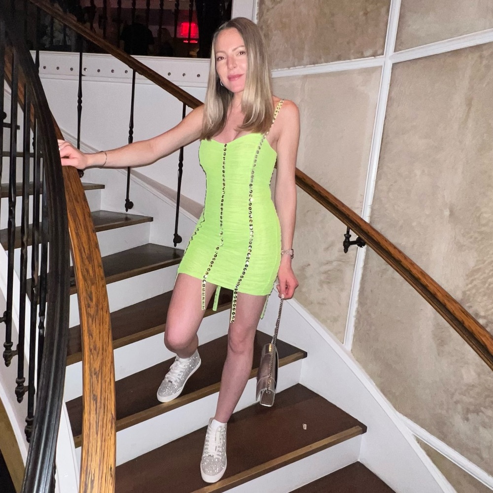 For Love And Lemons Neon Green Mesh Dress Size XS